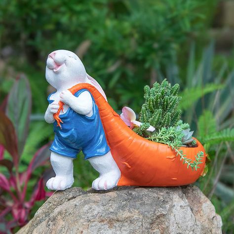 Amazon.com : WONDHOME Outdoor Statues Garden Animals,Rabbit Shaped Flower Pot for Outdoor Garden Balcony Patio Home Office,Succulent Planter,Bunny Ornaments,Art Decorations,Decor Statue : Patio, Lawn & Garden Spilled Flower Pot Ideas, Spilled Flower Pot, Fairy Garden Bedroom, Flower Pot Ideas, Bunny Ornaments, Animals Rabbit, Beautiful Dream Catchers, Decor Statue, Pot Art