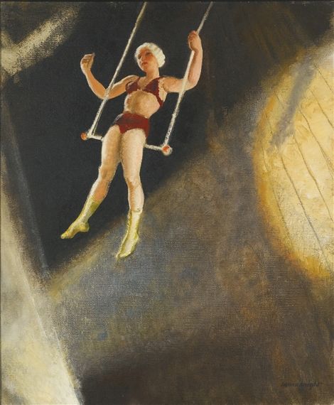 Dame Laura Knight - Ella Ardelty on the High Trapeze Dame Laura Knight, Laura Knight, Carnival Art, Night Circus, Aerial Arts, Irish Art, Knight Art, Illustrator Artist, English Artists