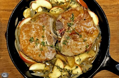 Brined Pork Chops with Apples and Onion - The Cook's Cook Brined Pork Chops, Vegan Pork, Pork Chops With Apples, Apples And Onions, Red Food Dye, Vegan Seitan, Apple Pork Chops, Kouign Amann, Food Dye