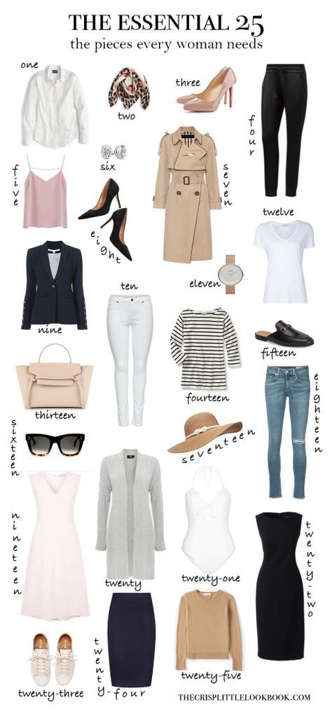 The 25 Wardrobe Essentials Every Woman Needs ... thecrisplittlelookbook.com Fashion Capsule Wardrobe, Minimalist Capsule Wardrobe, Capsule Outfits, Fashion Capsule, Minimalist Wardrobe, Wardrobe Basics, 가을 패션, Clothes And Accessories, Looks Style