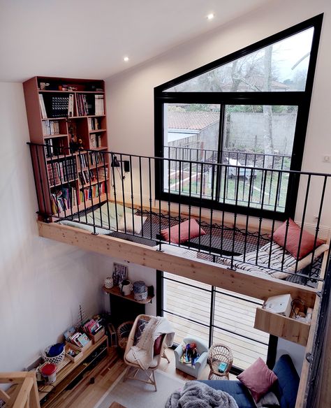 LoftNets Mezzanine Floor Ideas, Attic Reading Nook, Mezzanine Room, Mezzanine Loft, Attic Room Ideas, Reading Loft, Mezzanine Bedroom, Attic Makeover, Attic Renovation