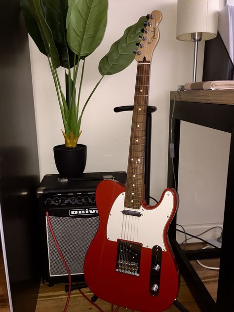 Red Telecaster Guitar, Telecaster Guitar Aesthetic, Telecaster Aesthetic, Nail Ideas Acrylic Short, Red Telecaster, Squier Telecaster, Fender Telecaster Deluxe, Keith Richards Guitars, Telecaster Bass