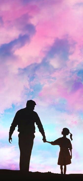 Daughter Wallpaper, Fathers Day Wallpapers, Father And Daughter Love, Father Images, Father And Daughter, Hd Phone Wallpapers, Love Blue, Pink Sky, Love Images