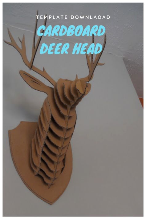 Follow along as I created this cardboard deer head for our home. Cardboard Deer Template, Cardboard Deer Head Template, 3d Deer Head Template, Deer Head Mount, Cardboard Deer Heads, Cardboard Deer, Deer Heads Mount, Head Template, Deer Heads