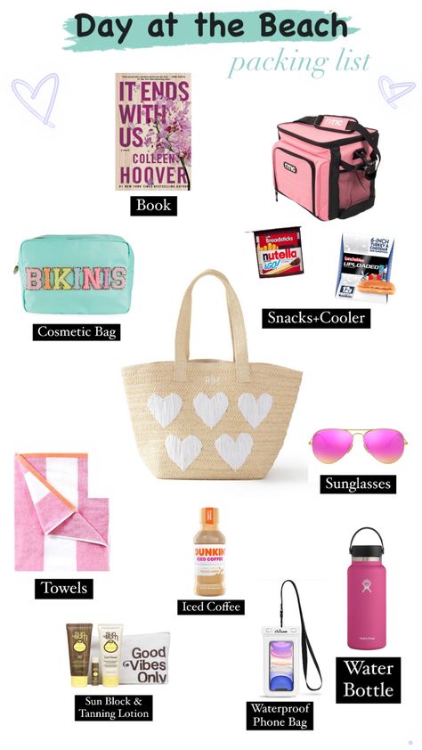 What To Pack For A Pool Day, Stuff To Take To The Beach, What To Bring To The Beach For A Day, Beach Nessesities List, Beach Bag Essentials For Moms, Beach Nessesities, Beach Day Bag Essentials, Beach Supplies List, What To Bring To The Beach Aesthetic