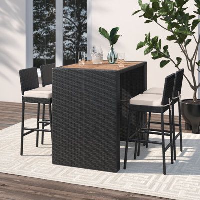 High Top Patio Table Outdoor, Outdoor High Top Table, Top Table Ideas, Outdoor Bar Height Table, Rattan Accents, Dc Apartment, Bar Height Dining Table, Foldable Furniture, Bar Table And Stools