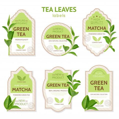 Realistic tea leaves labels Free Vector | Free Vector #Freepik #freevector #freepaper #freeleaves #freetea #freelabels Fruit Presentation, Infographic Design Process, Tea Labels, Tea Logo, Tea Packaging Design, Handmade Packaging, Flower Company, Organic Green Tea, Free Tea