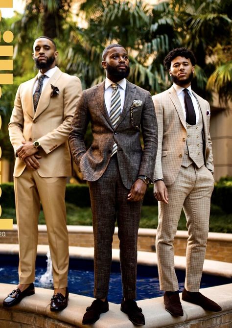 Two Piece Suits Men Brown, Men’s Brown Suit Outfit, Cocktail Attire Men Wedding, Nipsey Hussle Suit, Brown Dapper Semi-formal Suit, Tan Suit Black Turtleneck Men, Black Men In Suits, Graduation Outfit Ideas Men, Timeless Brown Semi-formal Suits