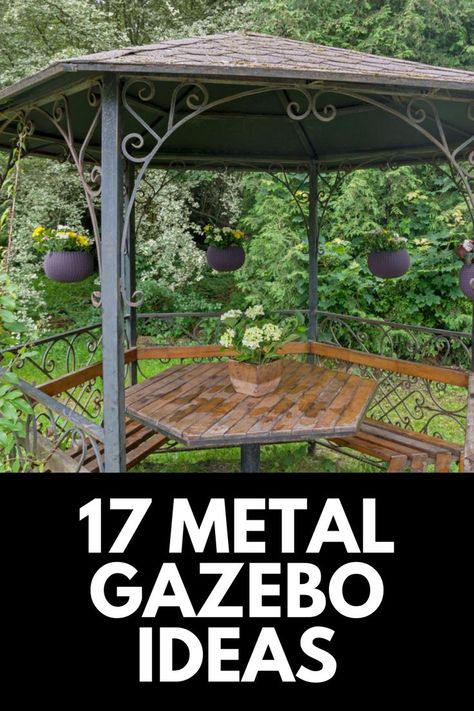 Wrought Iron Gazebo Ideas Backyard, Steel Gazebo Ideas Backyard, Old Metal Gazebo Frame Repurpose, Iron Gazebo Ideas Backyard, Metal Gazebo Repurpose, Metal Gazebo Ideas Backyard, Metal Gazebo Decorating Ideas, Metal Gazebo Ideas Backyard Outdoor, Metal Gazebo Ideas