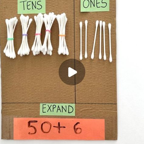 Nisha | Creative and Fun Learning Ideas on Instagram: "SAVE this idea for quick 2 min diy to practice place value. Make bundles of 10 qtips for tens and use single ones for ones. Follow @learnwithkidscrafts for more ideas. #activitiesforkids #handsonlearning #kidslearning #toddleractivities #easyplayideas #kidactivities #preschoolactivities #simpleactivities #montessoriathome #earlylearning #kindergarten #homelearning #momhack #preschoolathome #earlychildhood #learningisfun #earlyyear Place Values Activities, Ones Tens Activity, Tens Ones Activities, Tens And Ones Activities Kindergarten, Ones And Tens Activities, Tens And Ones Activity, Tens And Ones Activities, Place Value Tens And Ones, Maths Tlm