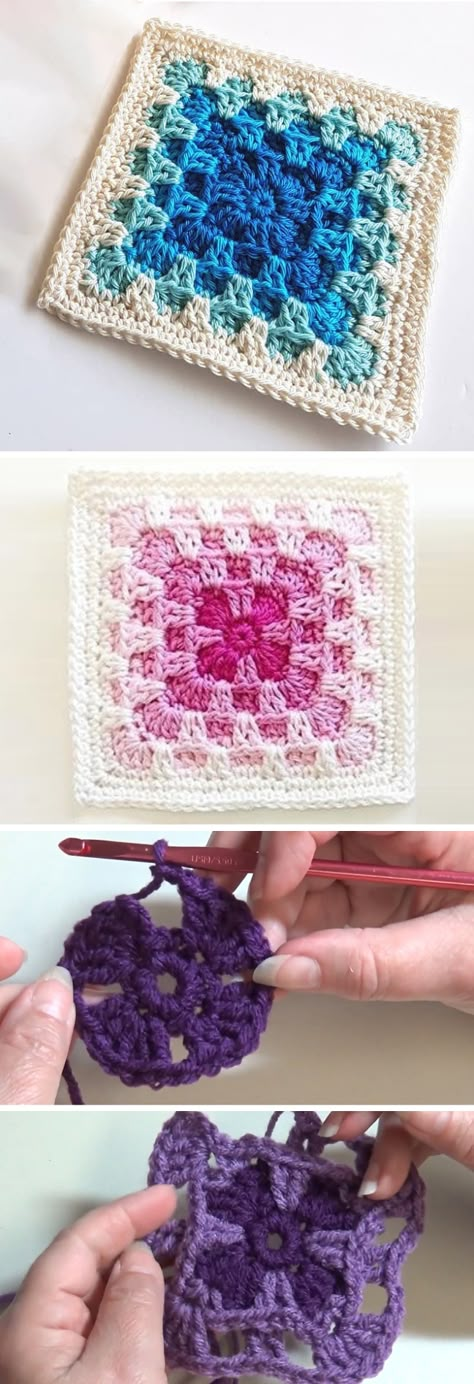 Most recent Cost-Free granny square blanket Ideas Solid Square & Blanket – Complete Pattern – Design Peak #blanket #CostFree #granny #Ideas #square Full Granny Square Pattern, Motifs Granny Square, Beau Crochet, Confection Au Crochet, Crochet Granny Square Blanket, Crochet Simple, Crochet Afghans, Crochet Tutorials, Square Blanket