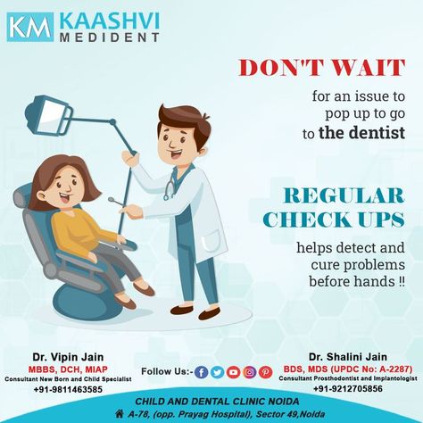 #regulardentalcheckup #oralhealth #dentist #cavity #dentistry #smile #dental #teeth #dentalcare #dentalhygiene #teethwhitening #cosmeticdentistry #oralhygiene #dentalhygienist Dental Checkup Poster, Children's Clinic, Dental Posters, Dental Check Up, Dental Facts, Dental Clinic, Oral Hygiene, Oral Care, Health Benefits