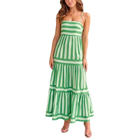 PRICES MAY VARY. Material: Women striped print maxi dress made from high quality 100%polyester. Super soft and breathable texture. The beach maxi dress for women is lightweight and comfortable to wear. Feature: Women's 2024 summer boho dress, sleeveless summer casual beach long dress, casual summer dresses,square neck, spaghetti straps, smocked back, stripes print, tiered hem. A must-have for your summer vacation. Design: Women striped long flowy dress, with invisible pockets, is perfect to show Long Tiered Dress, Striped Print Dresses, Dress Backless, Midi Slip Dress, Vacation Outfit, Summer Stripes, Striped Maxi, Striped Maxi Dresses, Tiered Dress