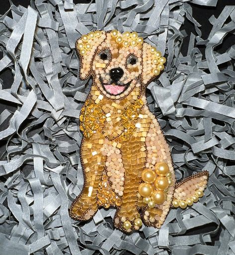 Lab Dog, Lab Dogs, Dog Brooch, Labrador Dog, Beaded Brooch, Cattle Dog, Bead Embroidery, Fort Lauderdale, Beaded Embroidery