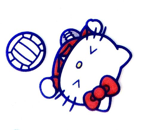 Hello Kitty Volleyball Pfp, Sanrio Volleyball, Hello Kitty Playing Volleyball, Hello Kitty Volleyball, Volleyball Pfp, Printable Hello Kitty Coloring Pages, Volleyball Icon, Printable Hello Kitty, Volly Ball