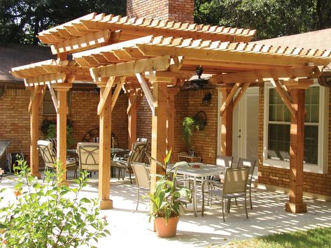 Three-Tier Pressure-Treated Pergola | Archadeck Outdoor Living Pergola Vines, Small Pergola, Cheap Pergola, Pergola Swing, Beautiful Home Gardens, Pergola Ideas, Building A Pergola, Pergola Lighting, Modern Pergola