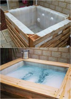 These DIY hot tubs are going to give you such a relaxing place to sit and watch the world go by. Diy Hot Tub Homemade, Inexpensive Hot Tubs, Hot Tub Plans, Round Hot Tub, Diy Hot Tub, Outdoor Steps, Relaxing Places, Outside Decorations, Hot Tub Outdoor