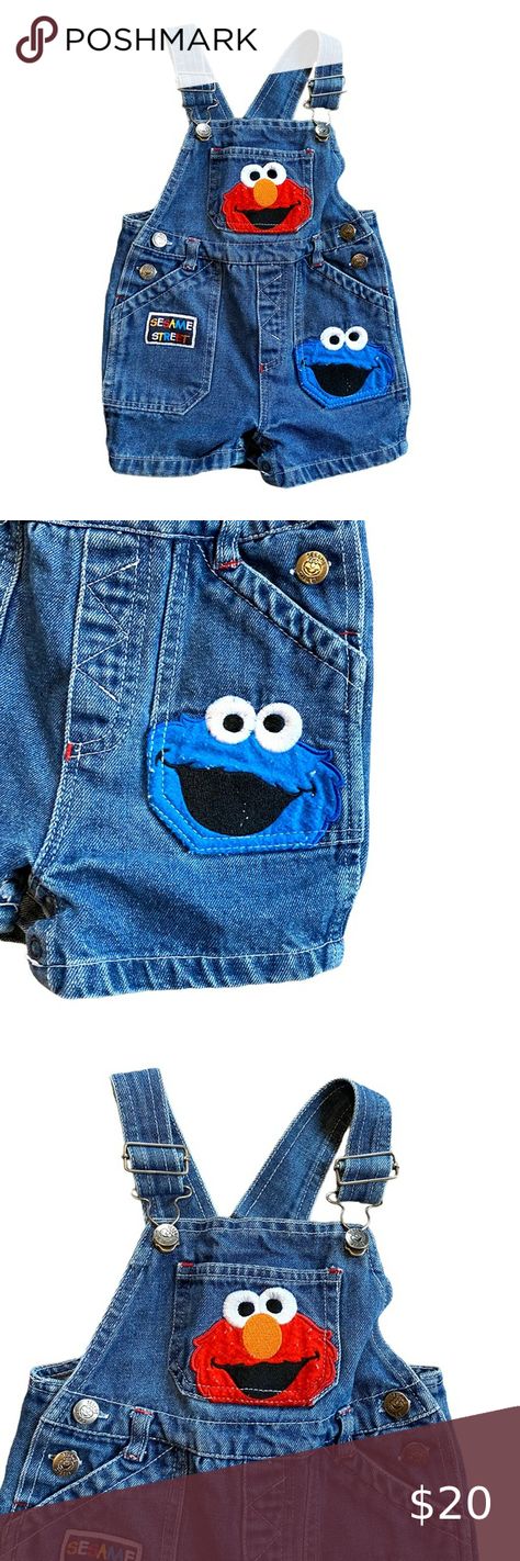 Sesame Street Baby Boys Girls Unisex 12M Denim Elmo Cookie Monster Overalls Sesame Street Outfit, Elmo And Cookie Monster, Nursery Room Design, Street Outfit, Diy Party Decorations, Cookie Monster, Baby Outfits, Monster Cookies