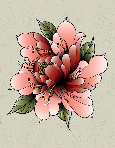 Japanese Rose Tattoo Design, Japanese Flower Tattoo Art, Chinese Flowers Tattoo, Traditional Peony Tattoo Design, Peony Tattoo Drawing, Neo Traditional Peony Tattoo, Japan Flower Tattoo, Japanese Rose Tattoo, American Traditional Peony