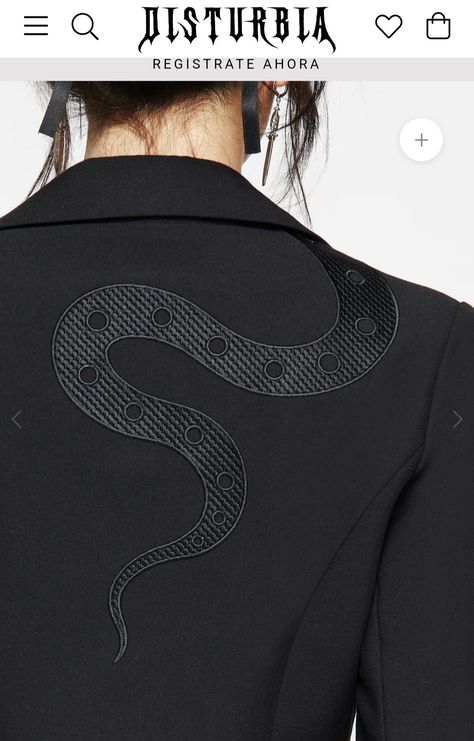 Snake Inspired Fashion, Crescent Moon Embroidery, Snake Embroidery, Moon Embroidery, Snake Dress, Embroidered Blazer, Punk Looks, Tailored Jumpsuit, Black Snake