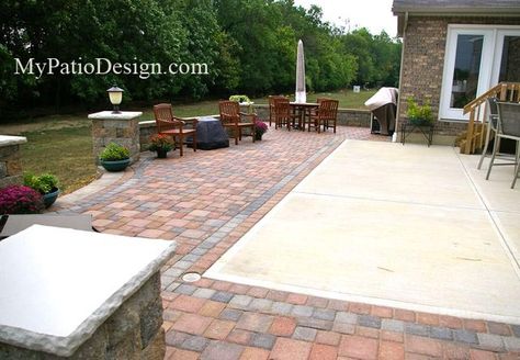 Patio Pictures, Photos and Ideas Small Covered Patio, Patio Extension, Patio Addition, Concrete Patio Makeover, Patio Pictures, Brick Patio, Concrete Patio Designs, Colorful Patio, Concrete Ideas