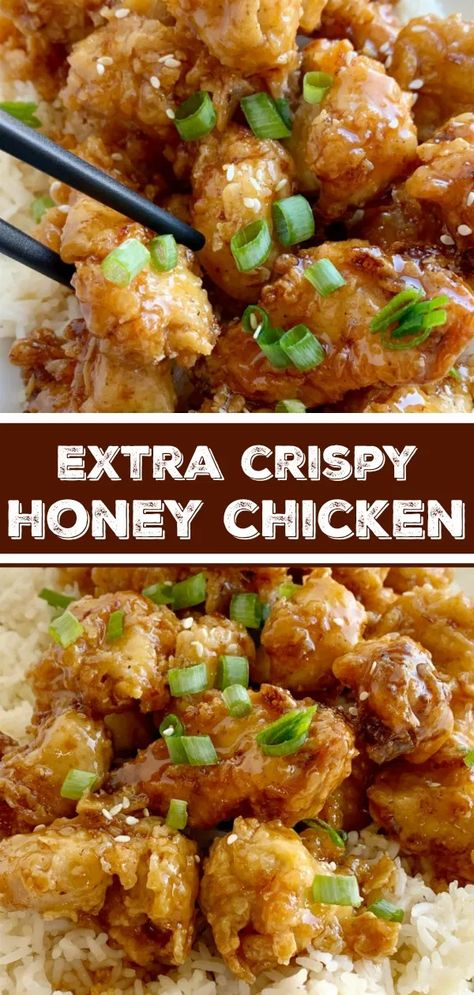 Filipino Desert, Chinese Night, Crispy Honey Chicken, Recipe Wall, Honey Chicken Recipe, Honey Soy Chicken, Serve Over Rice, Chicken Honey, Manchurian Recipe