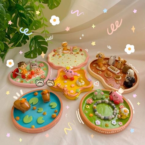 Sculpting Air Dry Clay, Cute Polymer Clay Easy, Cute Resin Crafts, Cool Stuff To Make Out Of Clay, Clay Dishes Ideas, Kawaii Air Dry Clay Ideas, Clay Art Inspiration, Cute Paint Designs, Air Dry Clay Projects Cute