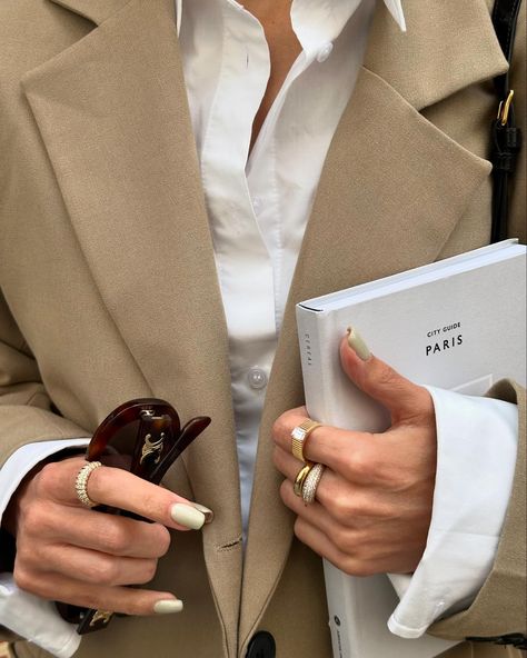 Blazer style 🫶🏻 #blazerlove #minimalchic #minimaloutfit Summer Bag Essentials, Beyond Beauty, Bold Rings, Jewelry Ads, Blazer Style, Instagram Nails, Minimal Outfit, Clothing Photography, Everyday Rings