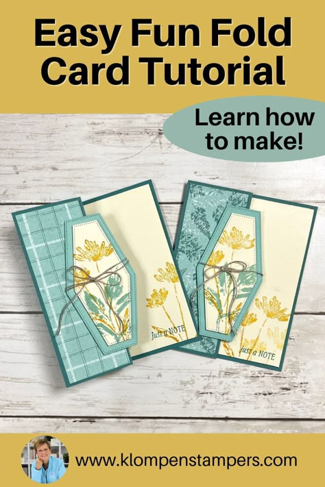 Dive into the world of card making with our step-by-step tutorial for crafting a delightful and easy fun fold card using the Stampin' Up! Inked & Tiled stamp set. Find written measurements on the blog and a video tutorial for a hands-on experience! 🌟🎨 #CardMaking #DIYCrafts #StampinUp Stampin Up Book Fold Card, Stampin Up Cards Fun Folds, Nested Essentials Stampin Up Cards, Stampin Up Easy Fun Folds, Folding Cards Ideas Tutorials, Stampin Up Nested Essentials Dies, Fun Folds Stampin Up Cards Tutorials, Inked And Tiled Stampin Up Cards, Stampin Up Fun Fold Cards Ideas