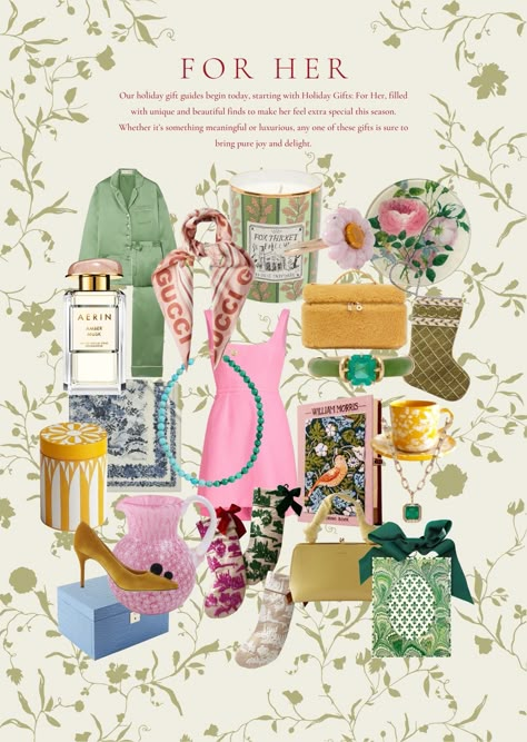 Holiday Gifts: For Her - Julia Berolzheimer Coquette Gifts Ideas, Holiday Gift Guide Design, Gift Guide Magazine, Aesthetic Christmas List, Preppy Gifts, Julia Berolzheimer, Fragrant Candles, Gift Inspo, Girls Tote