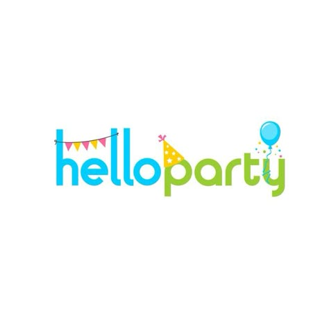 Party Rental Logo, Happy Logo Design, Party Logo Design, Sk Logo, Logo Design For Business, Hello Party, Balloon Logo, Birthday Logo, Party Logo