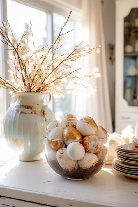 Neutral Easter Decor: 30+ Easy, Stylish, and Creative Ideas Easter Decor 2024, Easter House Decor, Elegant Easter Decor, Modern Spring Decor, Classy Easter Decor, Easter House Decorations, Haftseen Design, Easter Brunch Table Setting, Neutral Easter Decor