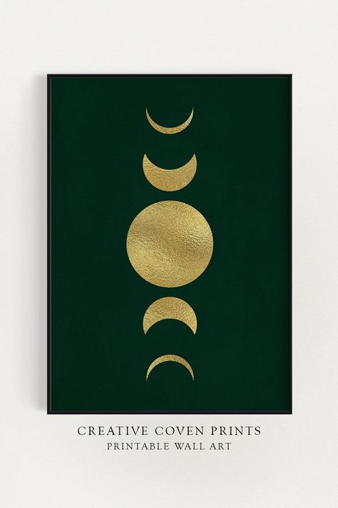 Gold And Dark Green Aesthetic, Dark Green And Gold Aesthetic, Emerald Green And Gold Branding, Piercing Logo, Green And Gold Artwork, Printable Green And Gold Wall Art, Gold Ratio, Green And Gold Art, Green Celestial