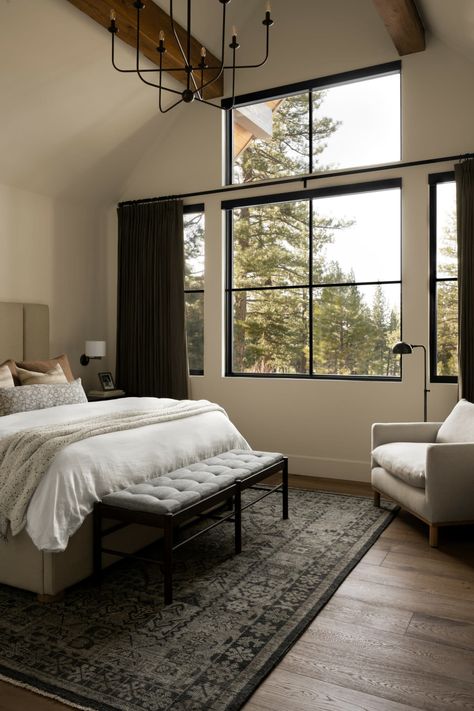 Black Window Bedroom, The Mcgee Home, Window Bedroom, Mcgee Home, Black Window, Modern Mountain, Black Windows, Bedroom Black, Bedroom Windows