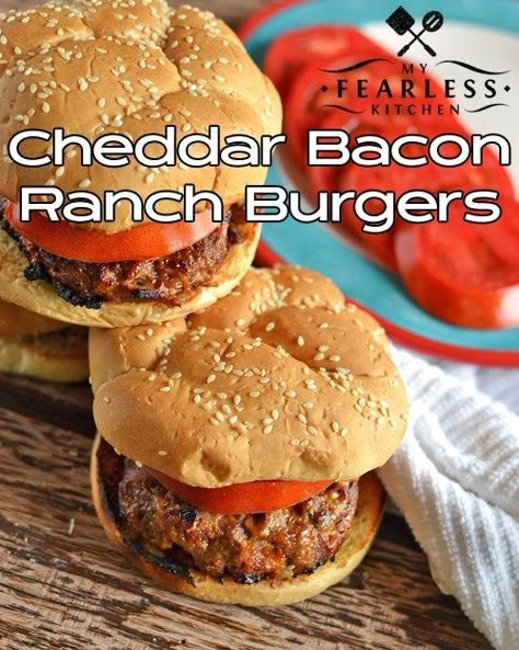 Bacon Ranch Burgers, Delicious Ground Beef Recipes, Ranch Burgers, Grilling Burgers, Cheddar Burger, Cheeseburger Recipe, Oven Stove, Bbq Bacon, Bacon Burger