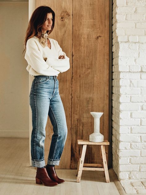 Three Ways to Style Boots With Pants | Cup of Jo Boots For Office Wear, Ankle Boot Outfits Casual, Ankle Boots Pants Outfit, Casual But Classy Outfits Winter, Mom Jeans And Ankle Boots, Mom Jean With Ankle Boots, Crop Jeans And Boots Outfit, Jeans For Boots Women, Straight Leg Jean With Ankle Boots