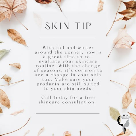 Skincare Tips From Esthetician, November Esthetician Posts, Skincare Engagement Posts, Winter Skincare Tips, Fall Skincare Tips, Fall Esthetician Posts, Esthetician Post Ideas, Fall Skincare, Esthetician Inspiration