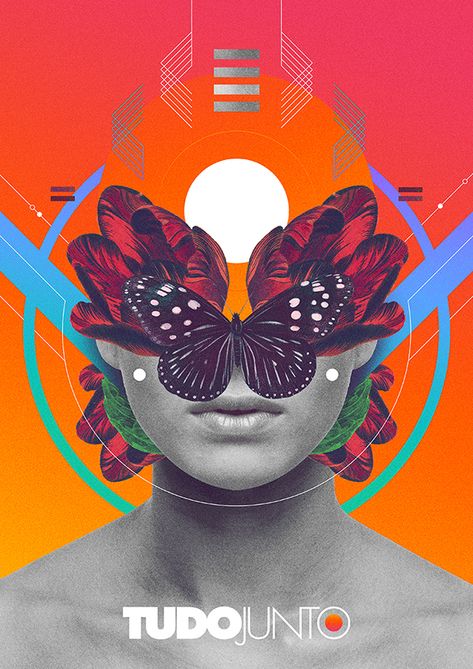 Tudo Junto 3 Flyer Artwork on Behance Kunst Collages, Colour Party, Illustration Kunst, 8bit Art, Webdesign Inspiration, Poster Illustration, Collage Design, Party Poster, Creative Posters