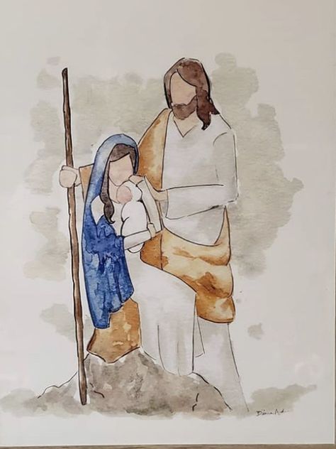 Christian Christmas Paintings On Canvas, Watercolor Christmas Cards Nativity, Watercolor Quilt Painting, Christmas Watercolor Nativity, Christmas Angel Watercolor Paintings, Christmas Watercolor Ideas Easy, Watercolor Nativity Christmas Cards, Nativity Scene Watercolor, Watercolor Nativity Scene