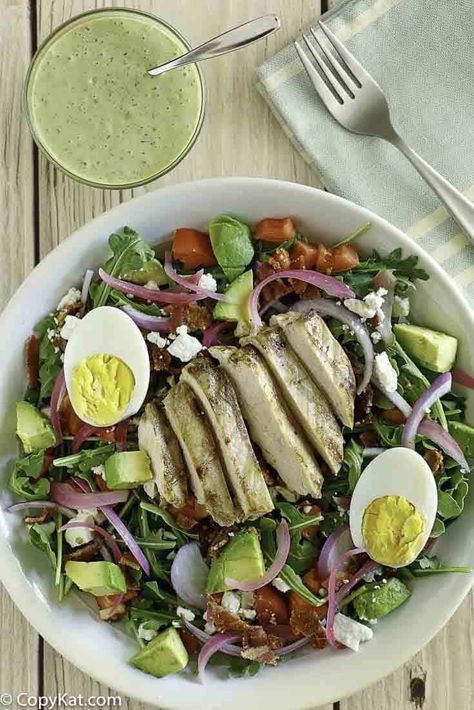 Panera Green Goddess Dressing, Uc Recipes, Panera Green Goddess Salad, Green Goddess Cobb Salad, 2025 Recipes, Panera Salad, Cobb Salad Dressing, Postpartum Recipes, Panera Recipes