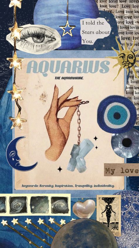 Aquarius Collage Wallpaper, Aquarius Lockscreen, Aquarius + Core + Aesthetic, Aquarius Mood Board Aesthetic, Aquarius Wallpaper Iphone Aesthetic, Aquarius Mood Board, Aquarius Moodboard, Aquarius Aesthetic Wallpaper, Aquarius Core Aesthetic