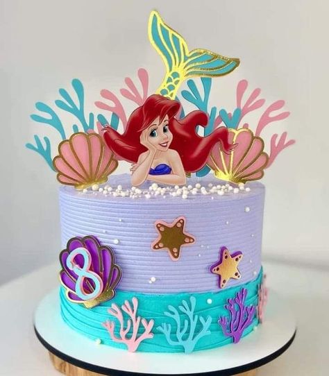 Easter Balloon Decor, Little Mermaid Birthday Cake, Sofia Cake, Ariel Cake, Melon Cake, 1st Birthday Girl Decorations, Mermaid Birthday Cakes, Ariel Birthday, Rosette Cake