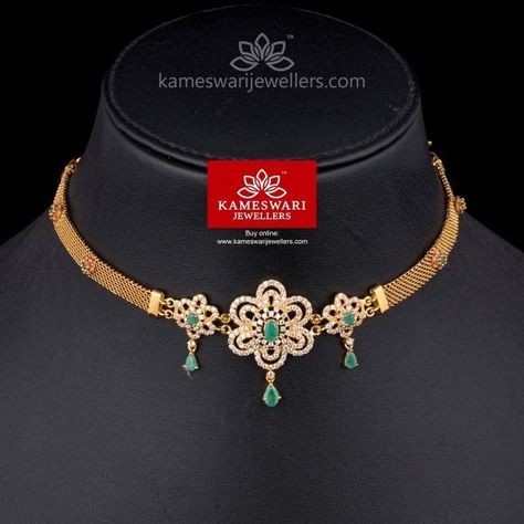 Gold Vanki Designs, Chocker Design, South Jewellery, Jewellers Shop, Choker Design, Kameswari Jewellers, Choker Necklace Designs, Choker Designs, Gold Jewelry Simple Necklace