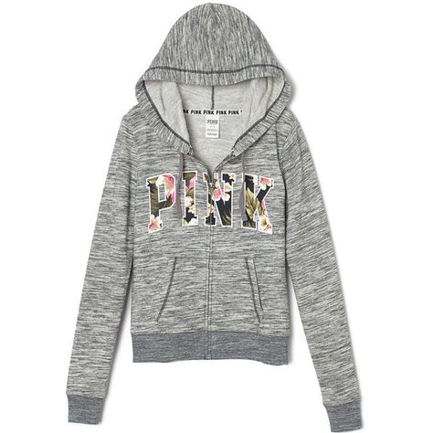 PINK Perfect Full-Zip Hoodie ($55) ❤ liked on Polyvore featuring tops, hoodies, floral print hoodie, slim hoodie, pink top, floral print top and full zip hooded sweatshirt Fall Sweater Outfits, Pink Wardrobe, Slim Fit Hoodie, Pink Pajama, Pink Outfits Victoria Secret, Pink Hoodie Victoria Secret, Victoria Secret Outfits, Pink Clothes, Floral Hoodie