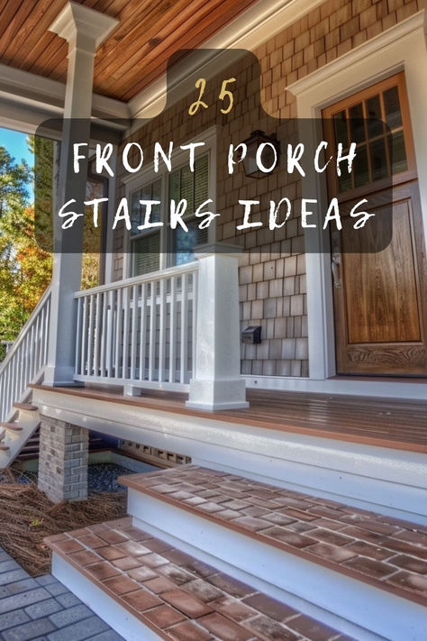 Front Porch With Two Sets Of Stairs, Back Porch Entry Ideas, Side Entry Front Porch, Stack Stone Exterior House Front Porches, Farmhouse Front Porch Steps, Front Porch With Steps Ideas, Farmhouse Porch Steps, Steps For Front Porch, Flagstone Porch Steps Front Entry