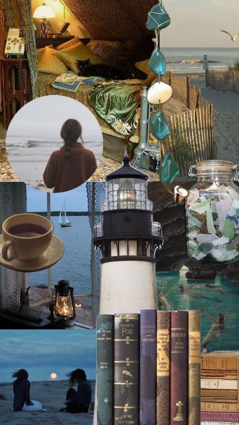 Lighthouse keeper #sea #lighthouse #lighthousecore #books #mermaid Cottagecore Homes, Dark Nautical Aesthetic, Sea Lighthouse, Cosy Aesthetic, Nautical Aesthetic, Cottagecore Dark, Academia Aesthetics, Lighthouse Keeper, Summer Goth