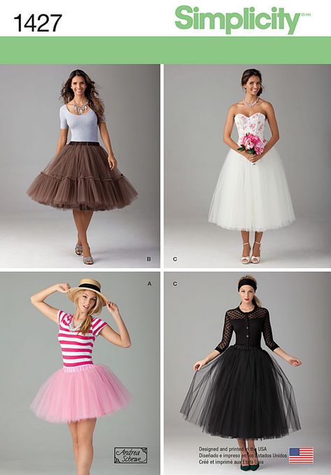 simplicity pattern 1427 - advice on sewing tulle Tulle Skirt Pattern, Adult Tulle Skirt, Womens Tulle Skirt, Tule Rok, Crystal Wedding Dress, Tulle Skirts, Skirt Patterns Sewing, Pattern Brands, Simplicity Sewing