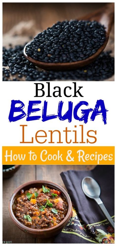 Tiny, black, and dense, black lentils–also known as beluga lentils–are named for the caviar they amazingly resemble. They are inexpensive, easy to cook, and delicious. #belugalentils #blacklentils #cookinglentils #nooil Black Lentils Recipe, How To Cook Black Lentils, Vegan Black Lentil Recipes, Black Lentil Soup Recipe, Black Lentils Soup, Black Bean Lentil, Black Lentil Soup, Cava Black Lentils Recipe, Beluga Beans Recipe