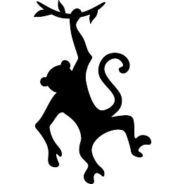 Hanging Monkey Silhouette Monkey Silhouette, African Safari Theme, Disney Wall Art, Hanging Monkey, Vbs Themes, Clothes Pin Wreath, Cartoon Monkey, Stencils Printables, Free Silhouette