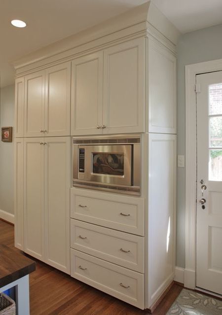 Built in microwave in pantry Cupboard Design Kitchen, Pantry Cupboard Designs, Built In Microwave Cabinet, Kitchen Pantry Cupboard, Built In Pantry, Pantry Wall, Pantry Cupboard, Kitchen Pantry Design, Kitchen Pantry Cabinets